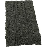 Aran Crafts Irish Cable Knitted Heavyweight Cold Weather Scarf 10"x64" (100% Merino Wool)