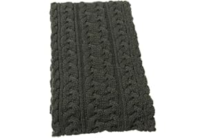 Aran Crafts Irish Cable Knitted Heavyweight Cold Weather Scarf 10"x64" (100% Merino Wool)