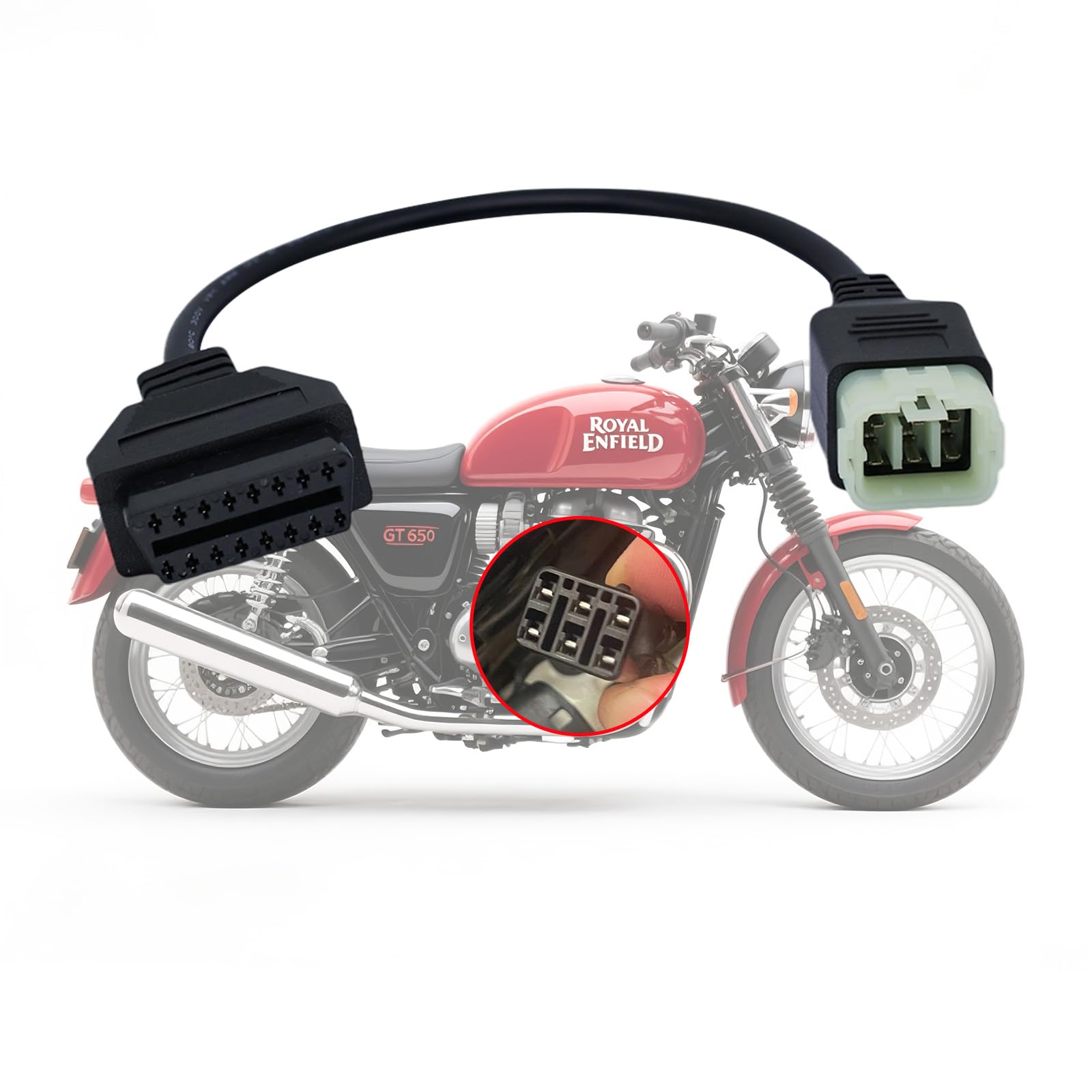 Photo 1 of VZG OBD2 Adapter Cable for Royal Enfield 6 Pin to 16 Pin OBD Diagnostic Connector,Fits Royal Enfield Interceptor 650,Continental GT 650/535 Motorcycle CAN Bus, Work with OBDii Scan Tools Code Reader