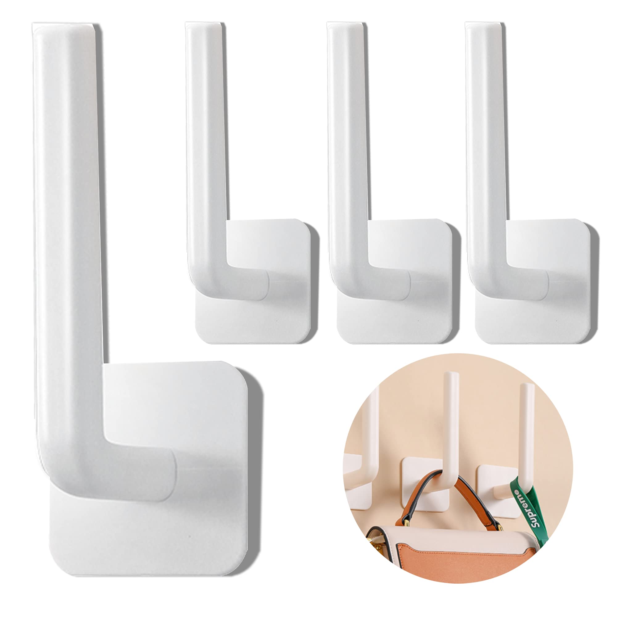 Photo 1 of 4Pcs Wall Hooks?Multi-Purpose Wall Hangers for Hanging Coats, 3M Heavy Duty Self Adhesive Hooks for Bedroom Bathroom Kitchen Office Hanging