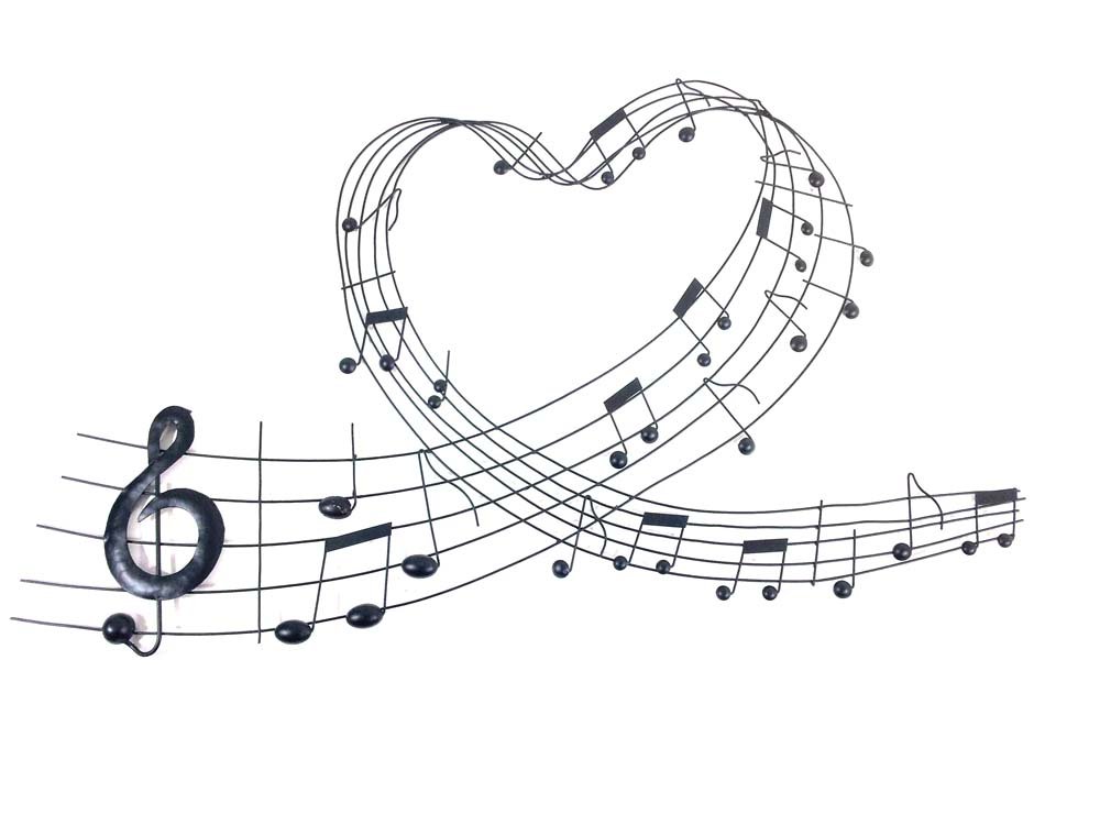 BWA New Contemporary Metal Wall Art Picture Or Sculpture – Lightweight Heart Music Scroll