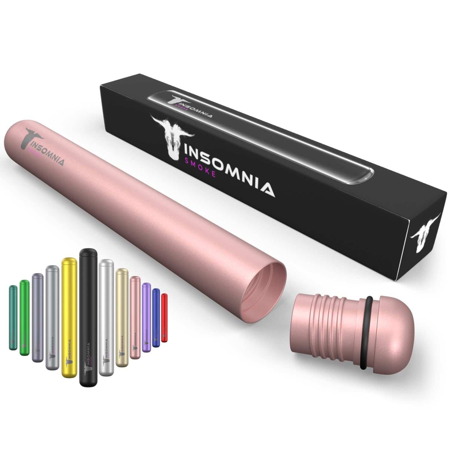 Insomnia Smoke Joint Case | Water, Smell & Odour Proof | Premium Tobacco Doob Tube Cigarette Storage Container Box for King Size Pre-roll Cone | Made of CNC Aluminium for Luxury Lifestyle (Rose Gold)