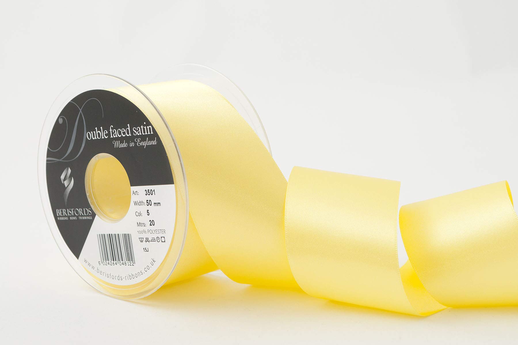 Berisfords Double Satin Ribbon, 05 Lemon, 20 m — image 1