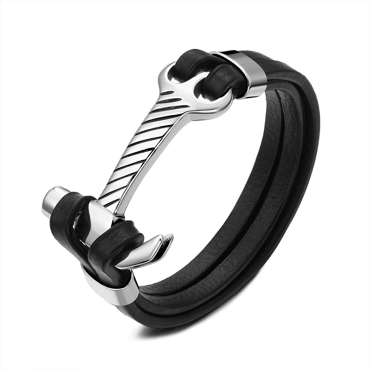 Zysta Tool Hammer Viking Barcelet Men Cast Genuine Double Layers Leather Biker Bracelets Cuff Punk Rock Gothic Jewellery Gift Boyfriend