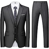 Mens 3 Piece Tuxedo Suits Slim Fit Casual Suit Blazer Two Button Wedding Prom Jackets Vest&Trousers