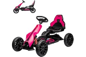 PALBY'S 12V Electric Go Kart for Kids,7Ah Battery Powered Car for Toddlers, Ajustable Seat, High/Low Variable Speeds,EVA Wheels, Outdoor Ride On Toy Vehicle Gift for 3-6 Years,Pink