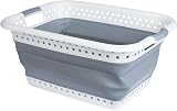 LIVIVO 58L Collapsible Laundry Basket with Handles Grey view 2