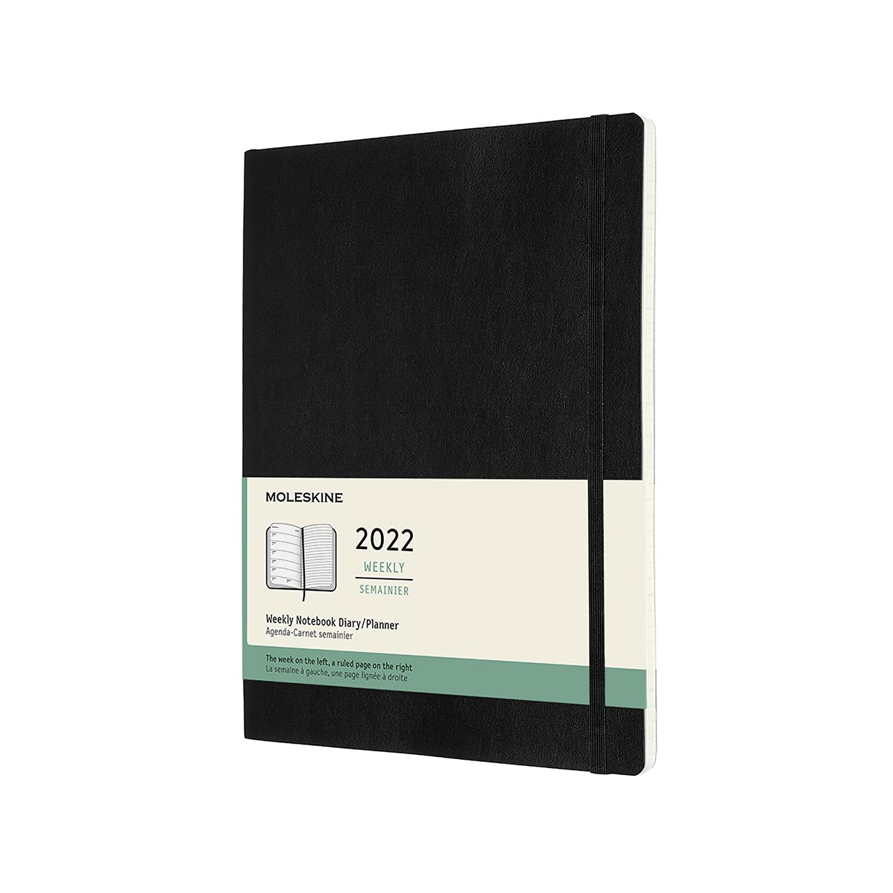 Moleskine Weekly Planner 2022, 12-Month Weekly Diary, Weekly Planner and Notebook, Soft Cover, XL Size 19 x 25 cm, Colour Black, 144 Pages
