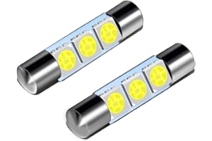 ZHOL SUPER BRIGHT White Vanity LED Light Bulbs Mirror Fuse Sun Visor 3-SMD 5050 Chips, 6641F (A Pair)