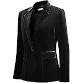 YUNCLOS Womens Velvet Blazer Jacket Slim Fit 1 Button Casual Lapel Office Dress Coat