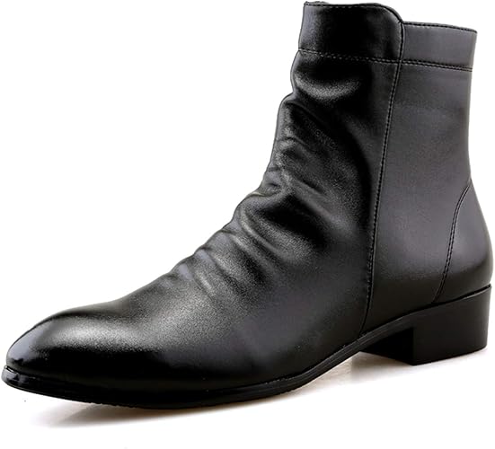 Amazon シークレットブーツ メンズ シークレットシューズ メンズ ショートブーツ ブラック 黒 コスプレ 男装 3cm ヒールアップ インヒール シークレットインソール ポインテッドトゥ プレーントゥ ハイカット ムリョ ブーツ