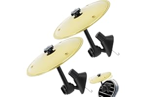 Eveco Car Cymbal Air Vent Symbol Drum - Mini Crash Cymbals for Dashboard of All Types of Vehicles - Music Lovers Symbols Golden Car Dash Mounted Accessory (2-Pack Gold, 5.5 Inch)