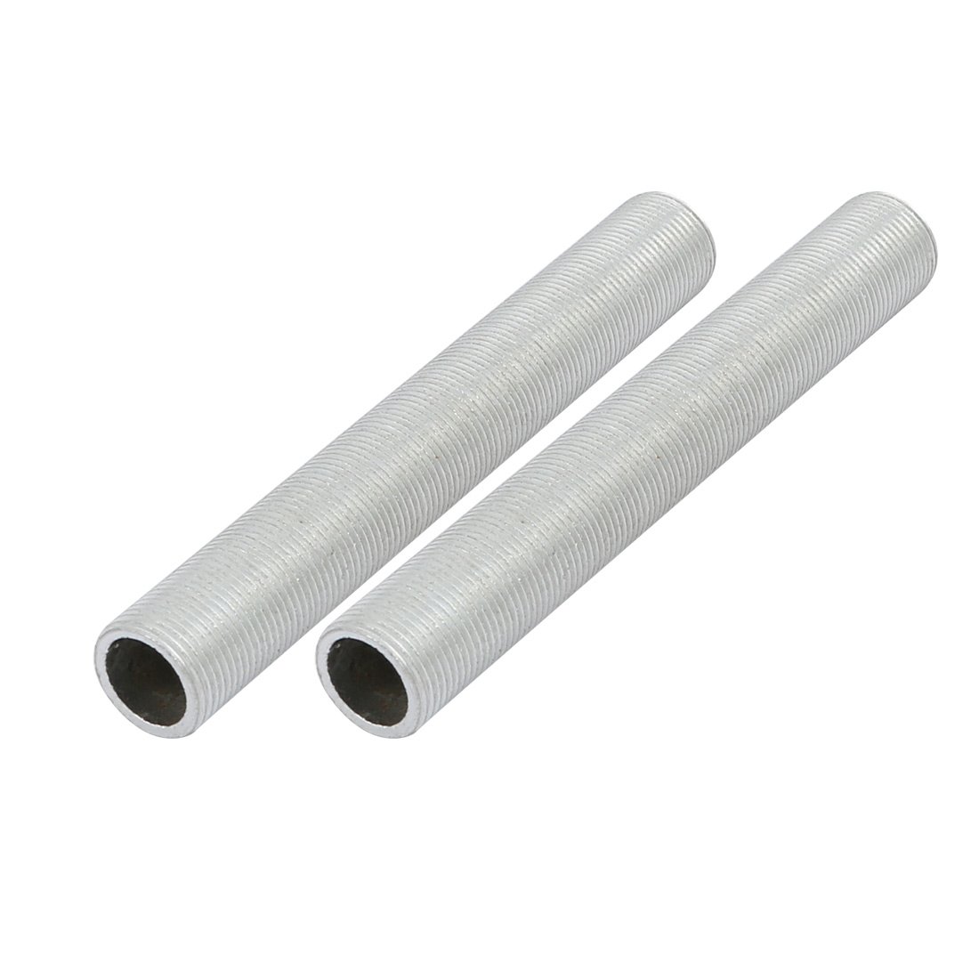 Uxcell Zinc Plated Metal Lamp Pipe Nipple, M14 x 100mm, Silver, Pack of 2