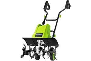 STEELITE 18 Inch Width Electric Tiller Cultivator, 8.7-Inch Depth Electric Rototiller with 24 Durable Steel Tines, 13.5 Amp Corded Cultivator for Gardening, 2-Adjustable Wheels for Garden Lawn Yard