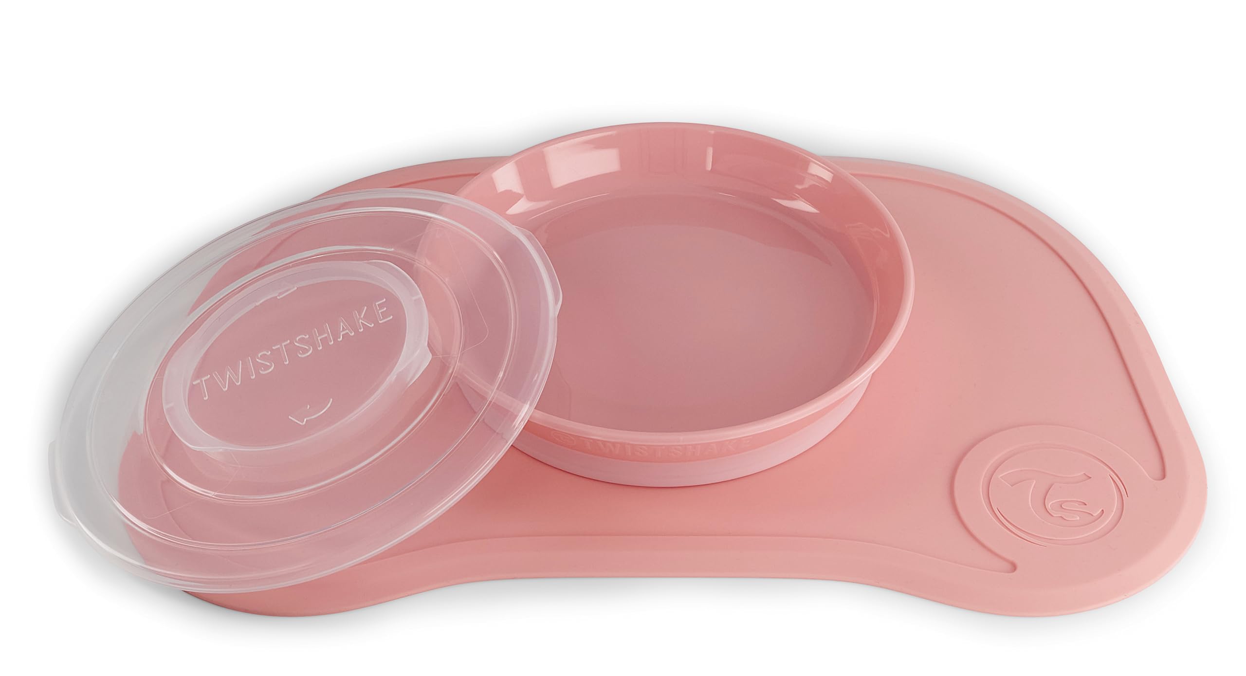Twistshake Click Mat + Plate | Baby Non-Slip Tableware Set | Baby Plate + Baby Placemat (38x25) | BPA-Free Baby Weaning Plate | Baby Suction Plate | Food Training Plate for Kids 6m+ | Pink