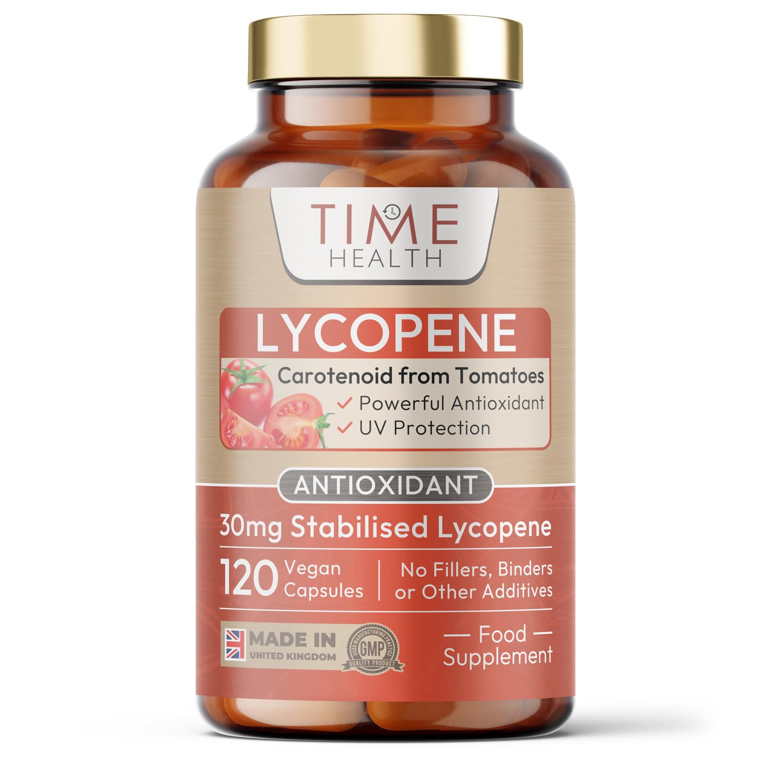 Lycopene – 30mg per Capsule – Stabilized, Microencapsulated Formula – Tomato Extract – Vegan – Zero Additives (120 Capsules)