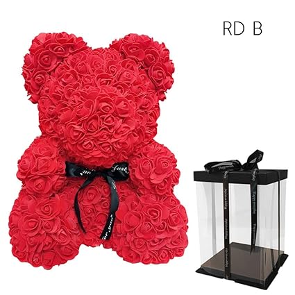 Comtervi Rose Ours Jouet Pour Toujours Artificielle Rose Fleurs Anniversaire De Mariage Anniversaire Saint Valentin Cadeaux Pour Son Amant Coffret