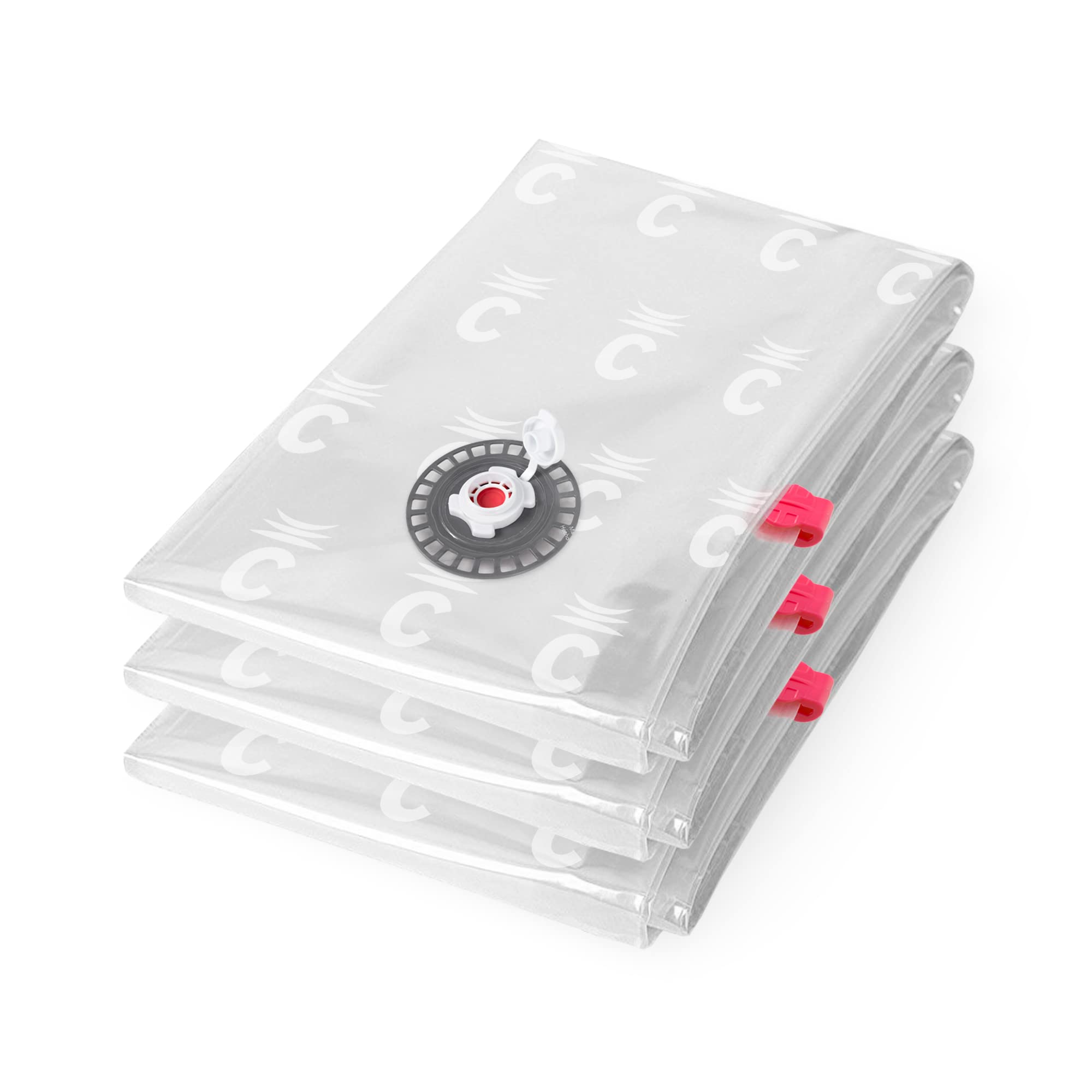 Compactor Aspispace Set of 3 Medium Vacuum Compression Bags, 55X90 cm, Transparent Recyclable Pe, Ultra-Efficient Valve, Reusable up to 100 Times