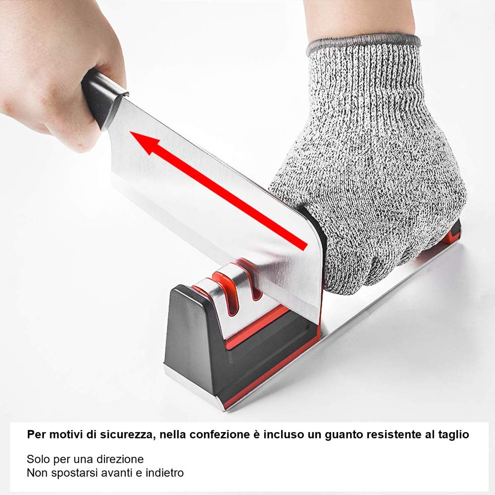 bedee Affilacoltelli Manuali, Affilacoltelli, Strumento per Affilare i coltelli Manuale a 3 stadi, Base Antiscivolo, Facile da Controllare