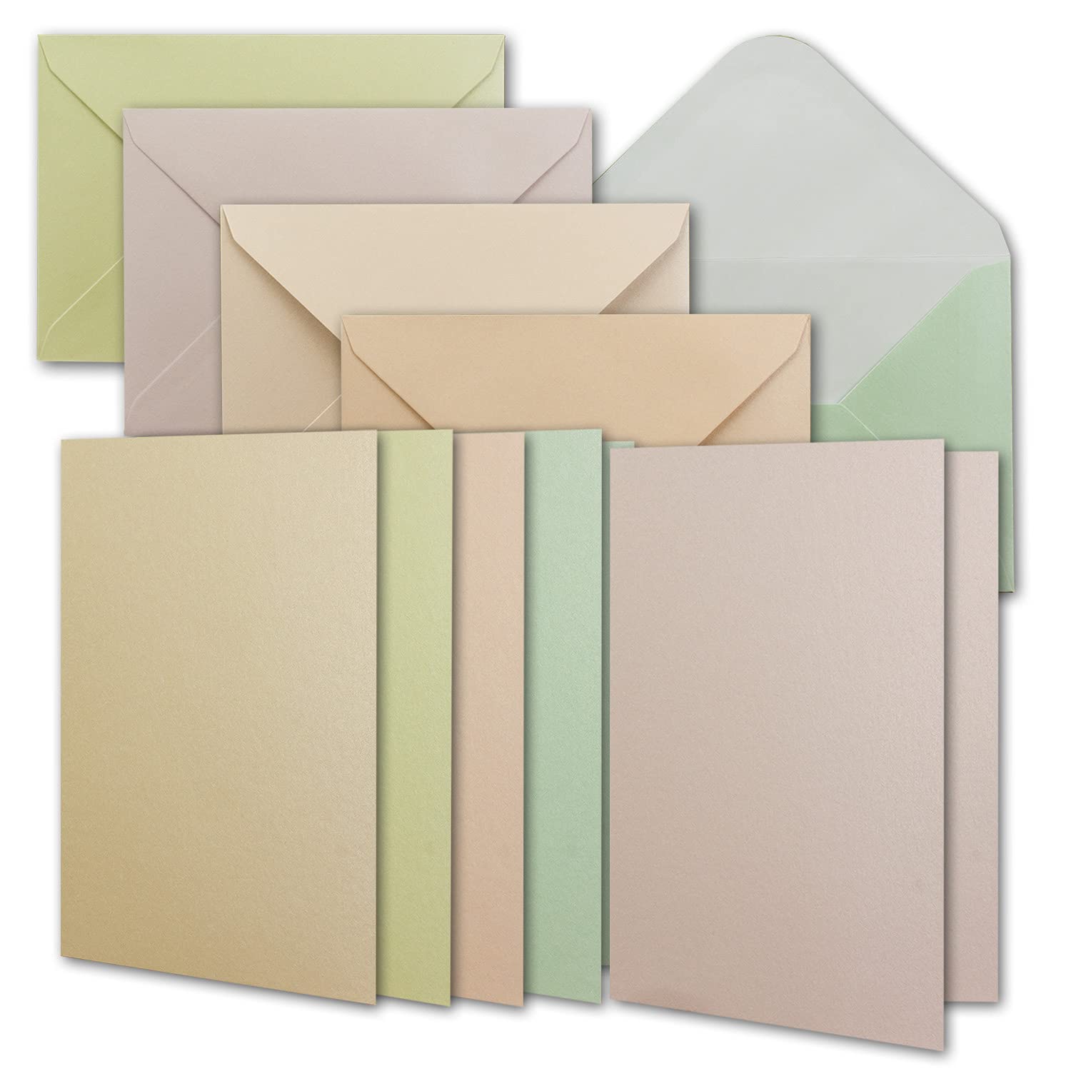 Gustav Neuser C-Line Pearlescent Cards and Envelopes with Gift Box - Set - Blank - Pastel Colours - Invitation Cards in 5 Different Shades - A6 25 Stück Colourful