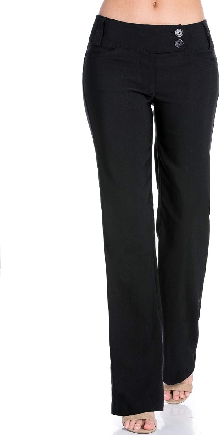 Design by Olivia Women's Relaxed Boot-Cut Stretch Office Pants Trousers Slacks