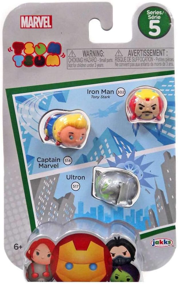 Tsum Tsum Series 5 Iron Man, Captain Marvel & Ultron 1-Inch Minifigure 3-Pack #302, 514 & 517