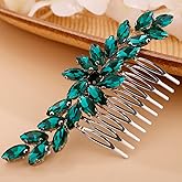 BERYUAN Green 1 Color Crystal Hair Comb Slide for Brides Wedding Handmade Hair Accessories for Women Girls