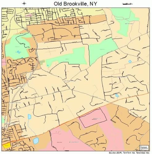 Large Street &amp; Road Map of Old Brookville, New York NY - Printed poster size wall atlas of your home town