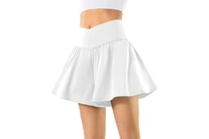 CITYOGA Crossover Shorts for Women Running Shorts 2 in 1 Athletic Flowy Cute Shorts Golf Tennis Shorts with Pockets