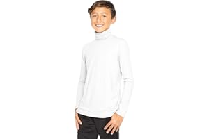 STRETCH IS COMFORT Boys Long Sleeve Turtleneck Shirt | Soft Stretchy Lightweight Base Layer Everyday Top | 2-16