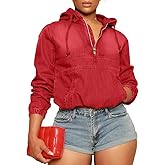 Aomice Women's Half Zip Denim Hoodie Pullover Jackets Jean Tops