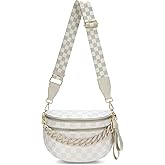 ZAIBAO Crossbody Bags for Women Chain Bum Handbag, Checkered Strap Roomy Versatile Mom-Friendly Bag with Multiple Pockets