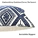 Slow Cow Embroidery Cushion Cover Decorative Throw Pillow Cover Geometric Invisible Zipper Pillow Cover for Living Room 18 x18 Inch Navy Blue