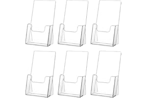 zavekia Acrylic Brochure Holder,6 packs Thicker Countertop Literature Holder Plastic Flyer Display Stand for Magazine (6 packs)