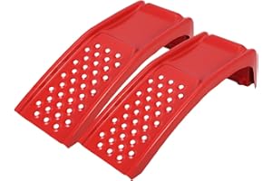 Garvee 8 in Lift Solid Steel Car Ramp 8000 LBS Capacity, 2000 LBS Per Ramps, Heavy Duty Truck Ramps for Car Repair or Vehicle Maintenance, 2 Pack Car Ramps, Red