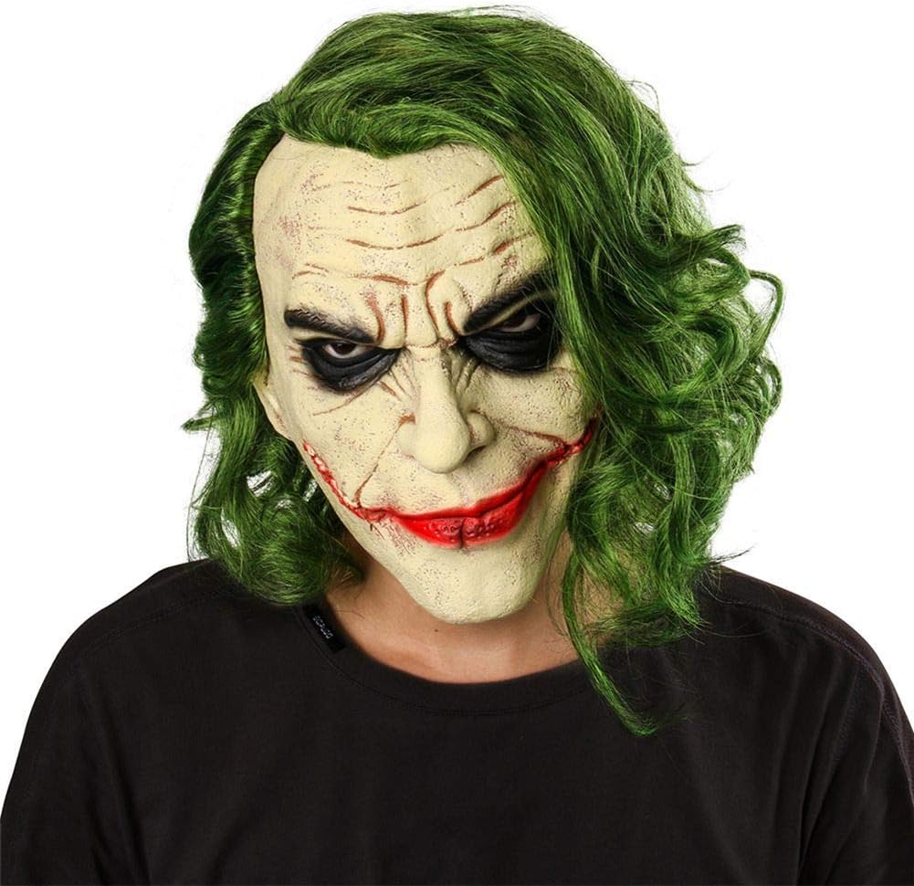 Yalatan Halloween Scary Head Cover Mask, Creepy Latex Joker Mask, Prank Clown Costume for Cosplay, Movie Theme Party Masquerade for Men Women