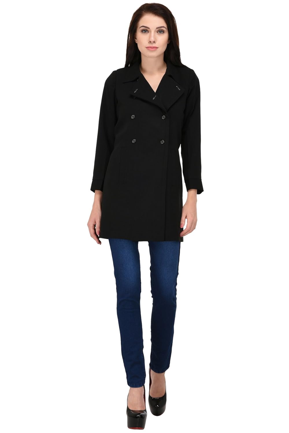 trendif women's black overcoat