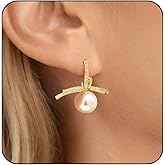 Picuzzy 14K Gold Plated Pearl Earrings for Women Trendy, Dangle Drop Earrings Dainty Non Tarnish Cubic Zirconia Earrings Hanging 14K Gold Plated Jewelry for Women Romantic Valentines Gifts