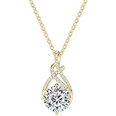 TIMEFASHION 2ct Infinity Moissanite Pendant Necklace for Women D Color VVS1 925 Sterling Silver Infinity Necklace for Her Wife Mom Birthday
