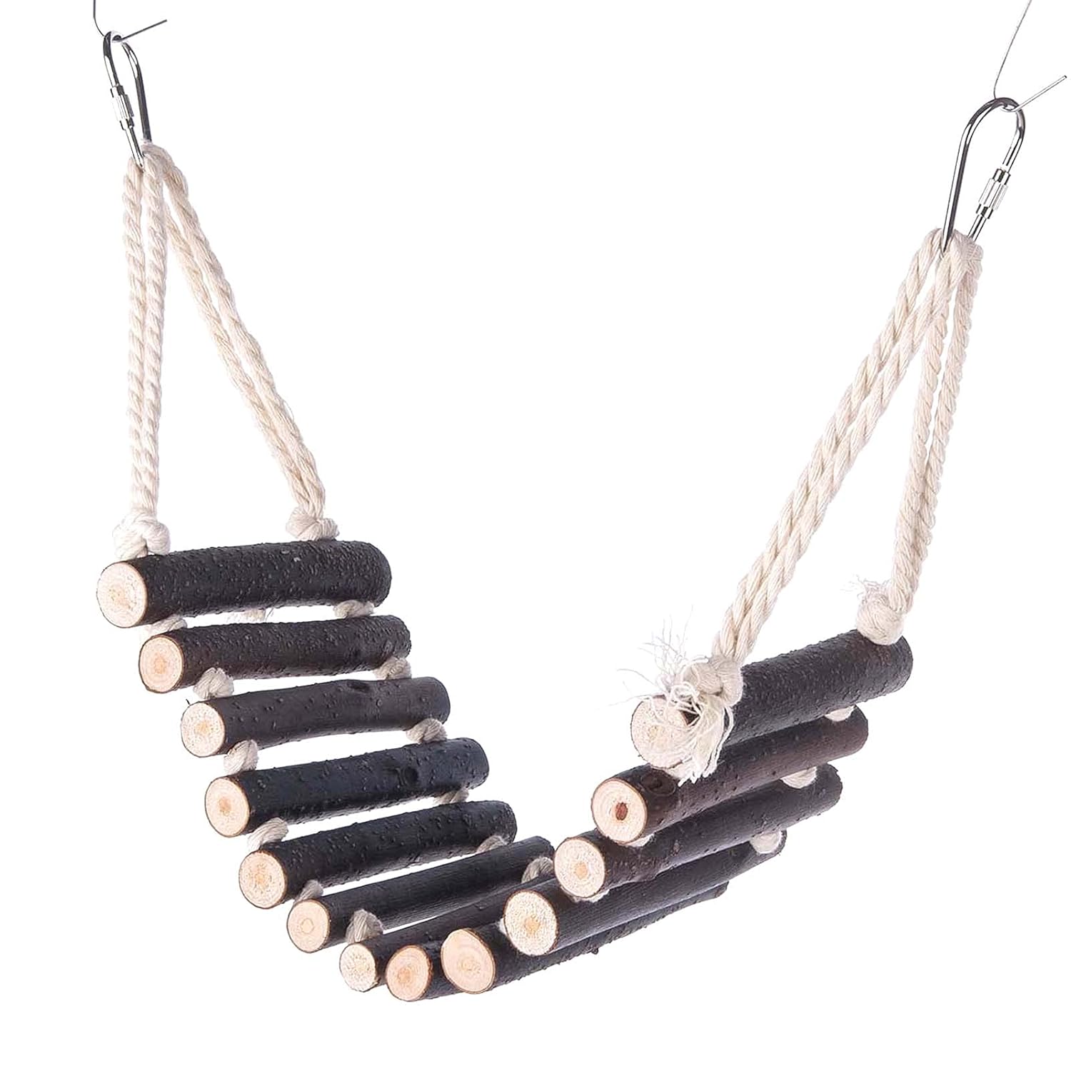 Negaor Wooden Bird Ladder Bridge Naturals Rope Ladder Bird Toy 13 Steps