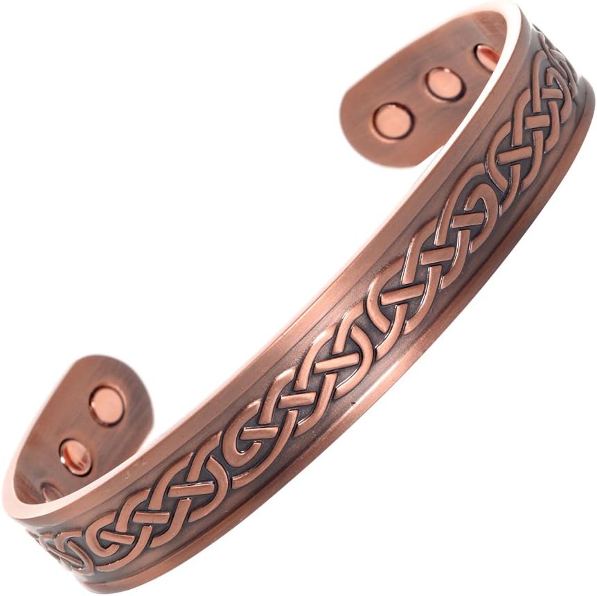 MnB Magnetics Pure Copper Magnetic Bracelet in a Celtic Chainlink Design for Men & Women (Medium) - Extra Strong Magnets