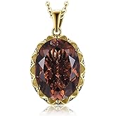 JewelryPalace Huge 8.5ct Oval Shape Natural Smoky Quartz Pendant Necklace for Women, 925 Sterling Silver Necklace for Her, Genuine Gemstone Jewelry sets 18 Inches Chain