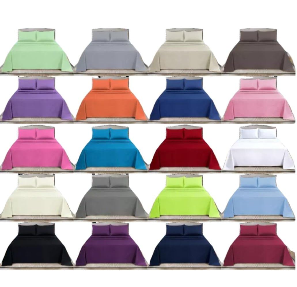 Non-Iron Percale Flat Sheet - Easy Care Soft Poly Cotton Single Top Sheet, Mint Green