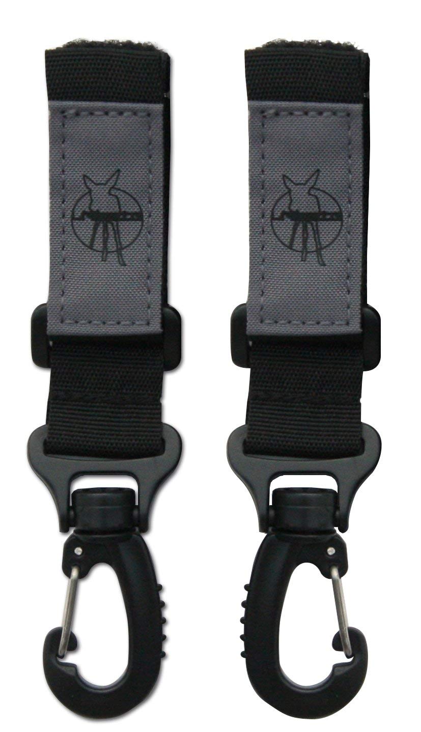 LÄSSIG Kinderwagenbefestigung (2 Stk.) Klettverschluss Haken Kinderwagenhaken Einkaufshaken Kunstoff/Stroller Hooks, schwarz