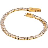 Gleamsail 18K Gold Plated Tennis Bracelet for Women, Adjustable Waterproof Zircon Stone Bracelets, Stackable Dainty Jewelry Gift for Mom,Wife,Sister,Friends