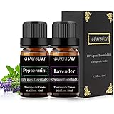 Lavender and Peppermint Essential Oil, 100% Pure, Undiluted, Natural, Organic Aromatherapy Essential Oils Gift Set, 10MLx2