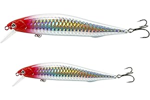 Pelican Mate Jerkbaits Far Throw Minnow Fishing Lures with BKK Treble Hooks Gravity Transfer Design Fish Bait Crankbaits Jerk Set for Trout Bass Freshwater Saltwater Silver/Red