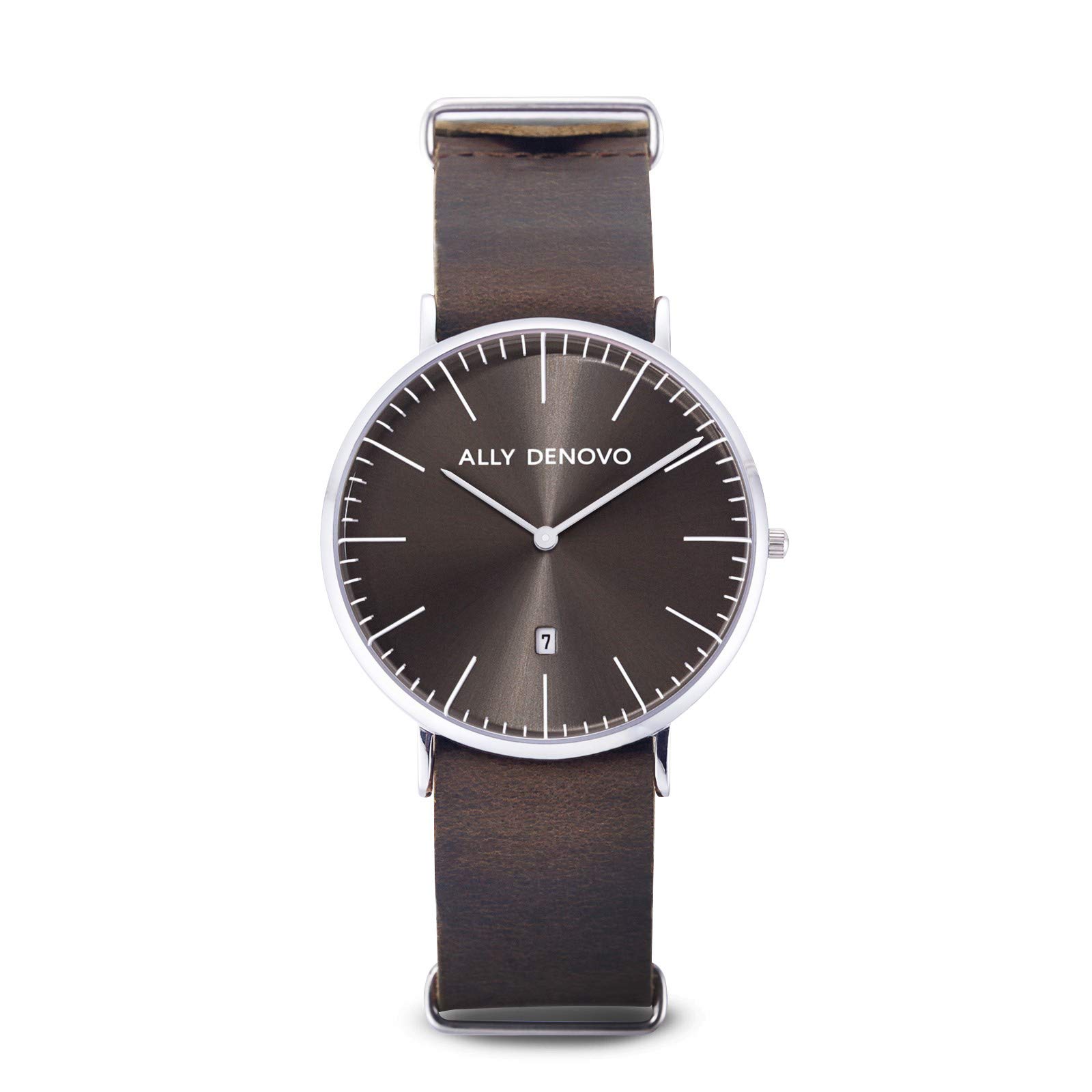 Ally Denovo Heritage Edate Unisex Watch with Leather Strap Analogue Stainless Steel AM5015.1