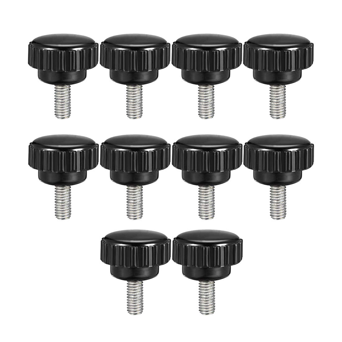sourcing map M5 x 10mm Metric Male Thread Knurled Clamping Knobs Grip Thumb Screw Hand Clamping Handle Bolt with 21mm Plastic Knobs Black 10 Pcs