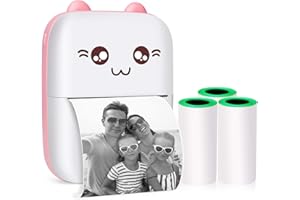Zeacool Mini Pocket Printer,Portable Thermal Printer for Sticker,Label,Text Memo,Receipt,Photo,BT Inkless Printing,Gifts for Kids,Wireless Bluetooth Printer Compatible with iOS and Android (Pink)